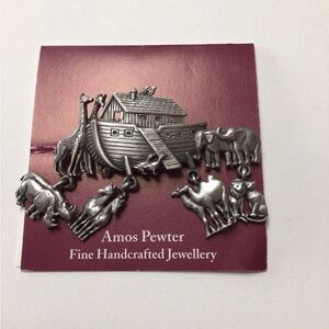 Amos Pewter Noah’s Ark with Animals Vintage Pewter Broach/Pin
